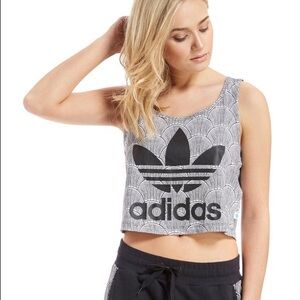 Adidas black & white geometric logo crop tank